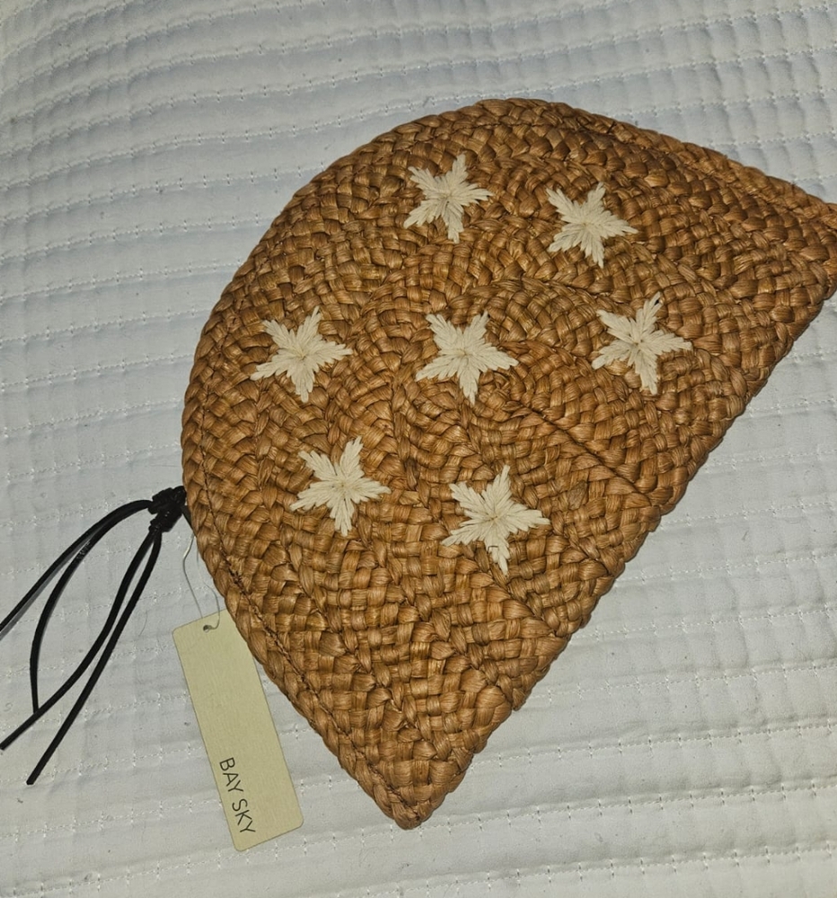 Bay Sky Woven Clutch with Star Design